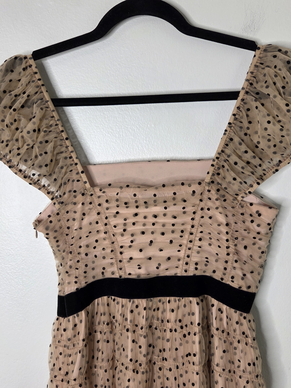 Lucy Paris Saison Flock Polka Dot Cocktail Dress - Picture 8 of 9